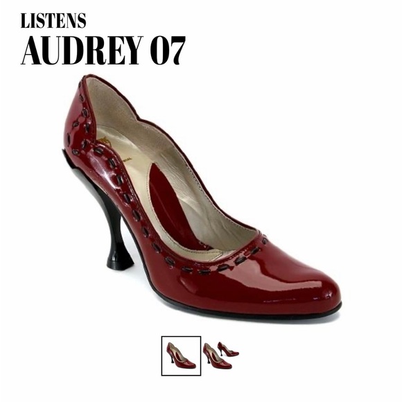 John Fluevog Audrey 07 wine with black stitching Burgundy Heels - Picture 2 of 15